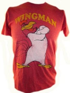 Foghorn Leghorn Mens T Shirt   "Wingman" Loony Toons Rooster on Heathered Red (Small) Clothing