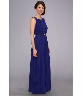 Eliza J Sleeveless Snakeskin Plated Maxi Royal