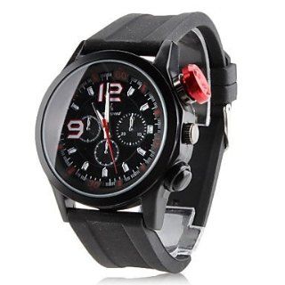 Men's Rubber Analog Quartz Wrist Watch (Black) at  Men's Watch store.