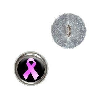 Breast Cancer Pink Ribbon on Black Metal Craft Sewing Novelty Buttons   Set of 4