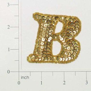 Letter B Sequin Applique   Gold