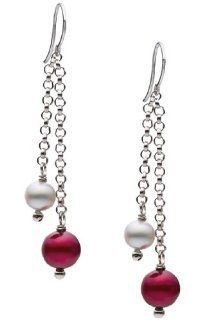 PremiumPearl 5 5.5mm Cranberry and Silver Freshwater Pearl Earrings AAA Quality Sterling Silver Jewelry
