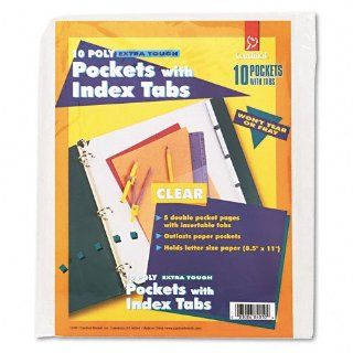 Ring Binder Insertable Tab Poly Double Pocket Dividers, Letter Size, Clear, 5/Pack (CRD84010) 