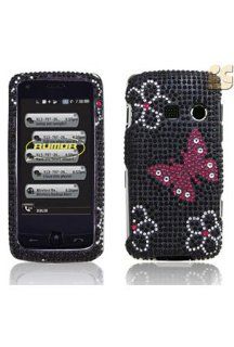 LG LN510 Rumor Touch Full Diamond Graphic Case   Flower Butterfly Cell Phones & Accessories