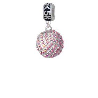 Large Super Sparkle Oktant Crystal Pink AB Volleyball/Water Polo Ball 5K Run Charm Dangle Bead Delight Jewelry Jewelry
