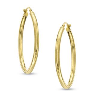 Elegance DItalia™ 35mm Polished Hoop Earrings in Bronze with 14K