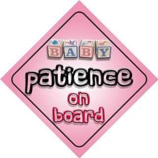 Baby Girl Patience on board novelty car sign gift / present for new child / newborn baby  Child Safety Car Seat Accessories  Baby