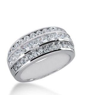 14K Gold Diamond Anniversary Wedding Ring 12 Princess Cut, 26 Round Brilliant Diamonds 1.68 ctw. 244WR108714K Wedding Bands Wholesale Jewelry