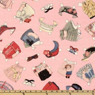 44'' Wide Aunt Lindy's Paper Dolls Clothing Pink Fabric By The Yard