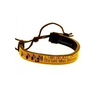 Bracelet I Can Do All Things Music Adj Leather Jewelry
