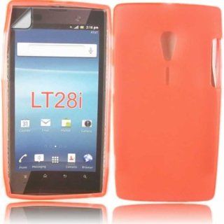 Gel Case Cover Skin And LCD Screen Protector For Sony Xperia Ion / Orange Cell Phones & Accessories