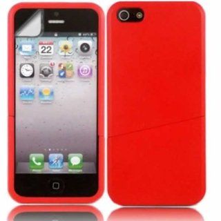 2 Piece Splitter Hardback Case Cover Skin And LCD Screen Protector For Apple iPhone 5 / Red Cell Phones & Accessories