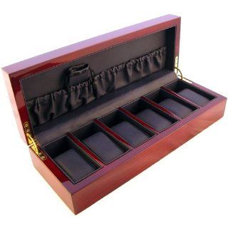 Rosewood Watch Display Storage Case With High Gloss Piano Finish Holds 6 Watches Watches
