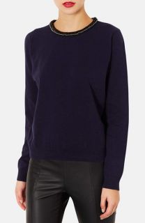 Topshop Beaded Neck Sweater