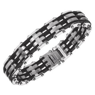 Triton Mens Stainless Steel and Triple Strand Rubber Bracelet   Zales