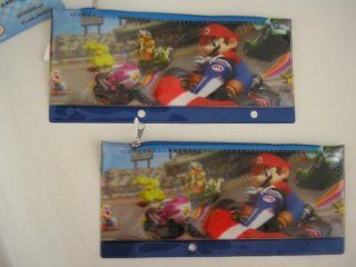 Nintendo Mariokart Wii Super Mario Pencil Case Bag Pouch ~ 2 pc Set   Household Paper And Plastic Products
