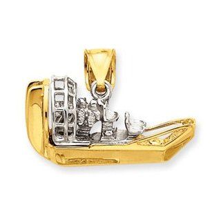 14k Two Tone 3 D Airboat Pendant Jewelry