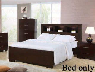 King Size Bed with Shelf Headboard in Cappuccino Finish Home & Kitchen
