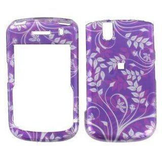 Crystal Hard Faceplate Cover Case With Silver and Purple Flower Design for Blackberry Tour 9630/Bold 9650 Cell Phones & Accessories