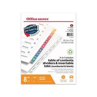 Office Depot Brand Ultra IndexTM 4 In 1 Solution Table Of Contents, Dividers And Insertable Tabs, Assorted Colors, Paper, 8 Tab  Binder Index Dividers 