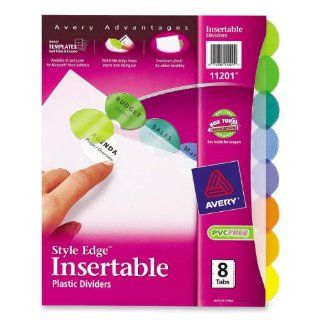 Avery Style Edge Insertable Plastic Dividers, 8 Tabs, 1 Set (11201)  Binder Index Dividers 