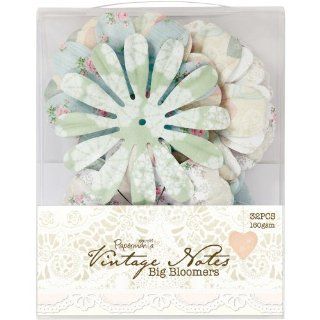 Papermania Vintage Notes Big Bloomers Flowers 32/Pkg Layerable 160gsm Cardstock