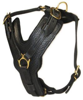 Dean & Tyler Leather Dog Harness With A Handle   "The Victory"   Medium Girth 23"   34" Neck 12"   23"  Black   Handmade From High Quality Leather   With Belt Style Buckles   For Medium Dogs Like Large Amstaff, German Sh