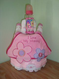 Flower Design Baby Girl "I Love MY Mommy" 3 Layer Diaper Cake   Comes Decoratively Wrapped Making it a Great Gift or Shower Centerpiece   Other Gift Options Also Available Health & Personal Care
