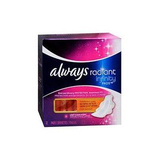 Always Radiant Infinity Pads with Flexi wings, Fresh Scent, Overnight, 12ct ( 4 Pack) Health & Personal Care