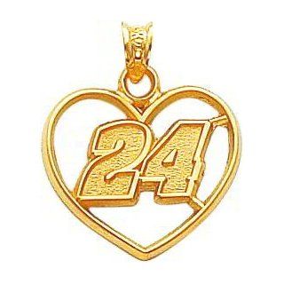 14K Gold Jeff Gordon #24 Heart NASCAR Charm Jewelry