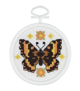 Janlynn Beautiful Butterfly Mini Counted Cross Stitch Kit 2 1/2" Round