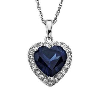 10.0mm Heart Shaped Lab Created Ceylon and White Sapphire Pendant in