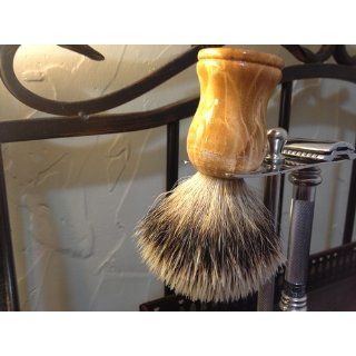 Parker Safety Razor 100% Silvertip Badger Bristle Shaving Brush with Faux Petrified Wood Handle & Free Brush Stand Health & Personal Care