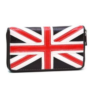 Dasein British Flag Zip Around Checkbook Wallet   Coffee Shoes