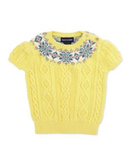 Short Sleeve Fair Isle Yoke Pullover Sweater, Toddler Girls 2T 3T   Ralph