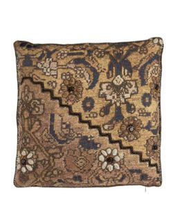 Mixed Print Pillow with Zigzag Beadwork, 18Sq.   Dransfield & Ross House