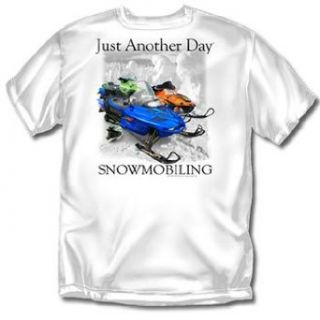 Just Another Day Snowmobiling White Adult T Shirt   S Clothing
