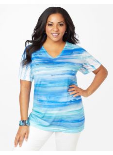 Catherines Plus Size Skies Top   Womens Size 0X, Blue