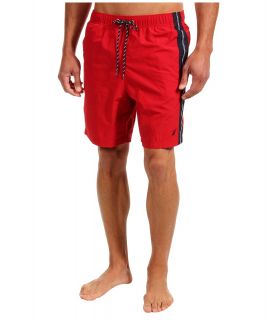 Nautica Anchor Solid Side Stripe Swim Short Mens Swimwear (Red)