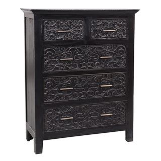 Bogut Black Vintage Inspired 5 drawer Dresser