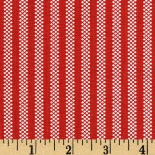 44'' Wide You've Been Jingled Candy Stripe Red Fabric By The Yard