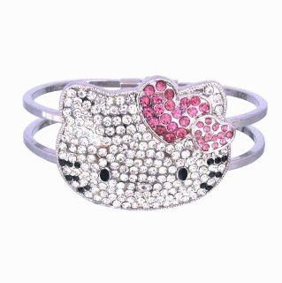 Large Kitty Bangle Bracelet with Austrian Crystals Jewelry
