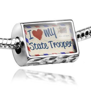 Charm I Love my State Trooper, Vintage Letter   Bead Fit All European Bracelets , Neonblond NEONBLOND Jewelry