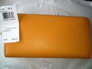 COACH Saffiano Accordion Zip Around Wallet in Marigold {Orange} 49355 Clothing