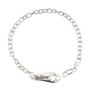 Sterling Silver "Believe" Star Link Bracelet Jewelry