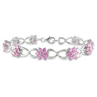 Lab Created Pink Sapphire Flower Bracelet in Sterling Silver   Zales