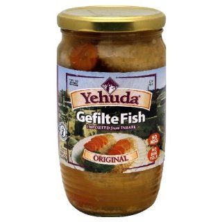 Yehuda Gefilte Fish Imported from Israel, 24 ounces (Pack of 4)  Fish Cakes  Grocery & Gourmet Food