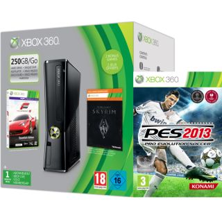 Xbox 360 250GB Holiday PES Bundle (Includes Pro Evolution Soccer 2013, Forza 4 Essentials Edition, Skyrim Live DLC, 1 Month Xbox Live)      Games Consoles