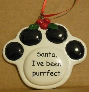 Tumbleweed Pottery Cat Paw "Santa, I've Been Purrfect" Christmas Holiday Ornament   New  Decorative Hanging Ornaments  