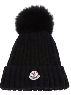Moncler Ribbed Knit Beanie Hat